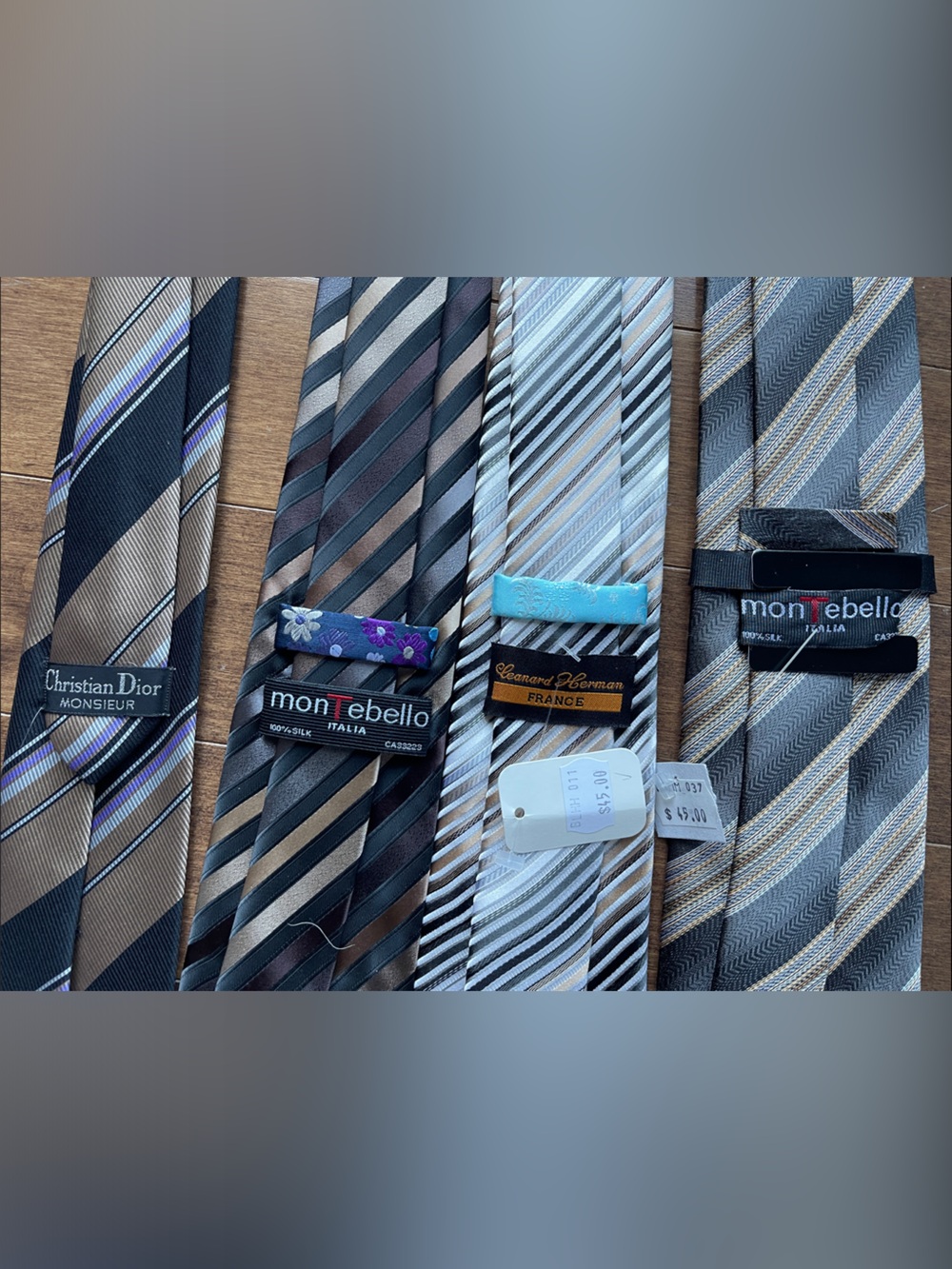 Dior Montebello & Herman Men's Diagonal Stripe Ties Brown Purple Blk Gray Cream - Picture 3 of 4